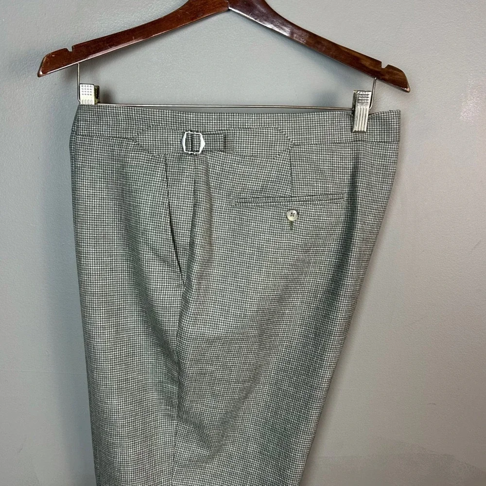 Suitsupply dress pants 40 Brescia Houndstooth unstructured Grey Wool tapered